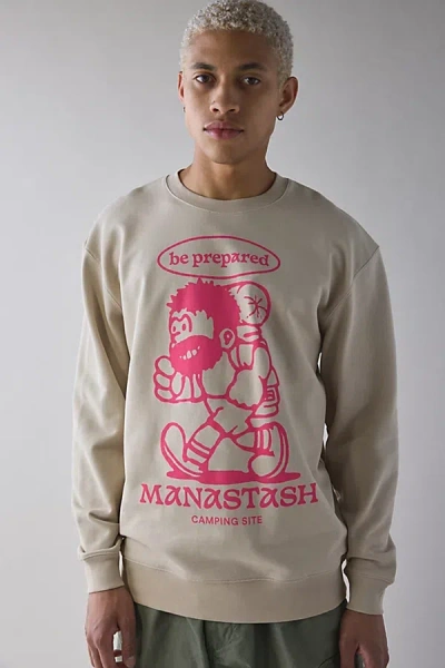 Manastash Be Prepared Graphic Crew Neck Sweatshirt In Sand, Men's At Urban Outfitters