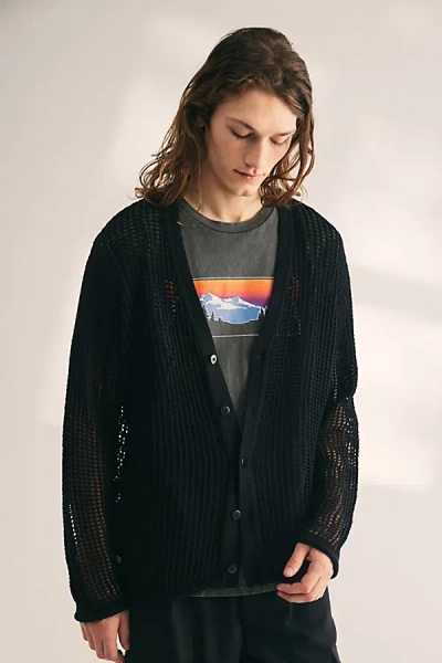 Manastash Kurtigan Mesh Cardigan In Black, Men's At Urban Outfitters