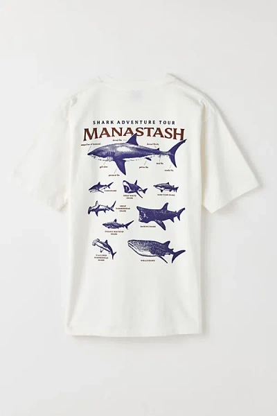 Manastash Shark Graphic Tee In White, Men's At Urban Outfitters