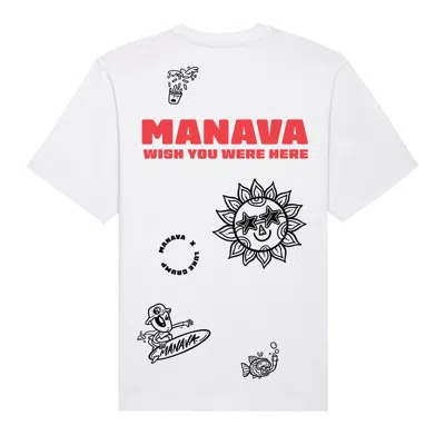 Manava Men's White Luke Crump Multi Placement T-shirt