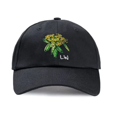 Manava Women's Black Leah Wood Yellow Flower Cap