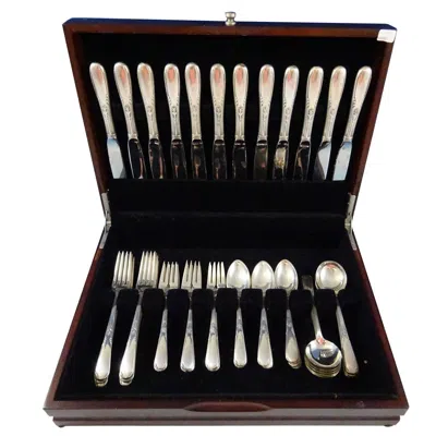 Pre-owned Manchester Silver Co. & S. S. Fleetwood By Manchester Sterling Silver Flatware Service 12 Set Of 60 Pieces In Black
