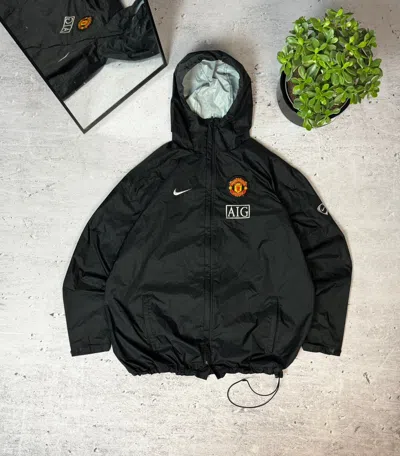 Pre-owned Manchester United X Nike 90's Nike Vintage Manchester United Fc Membrane Hooded Jacket In Black