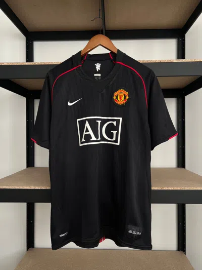 Pre-owned Manchester United X Nike Manchester United Nike 2007 2008 Away Football Soccer Jersey In Black