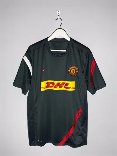 Pre-owned Manchester United X Nike Manchester United Nike Y2k Hype Drill Swoosh Logo Dhl Jersey In Grey