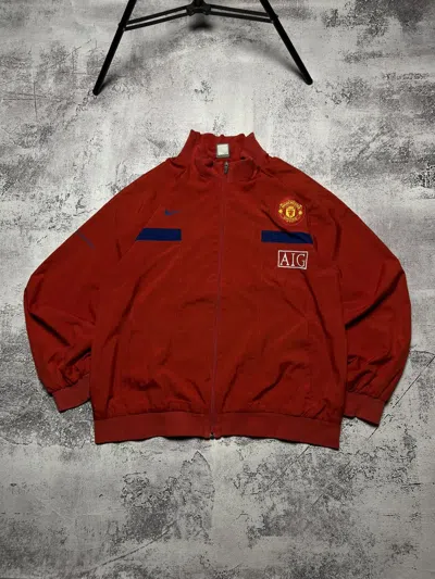 Pre-owned Manchester United X Nike Vintage Nike Manchester United Aon Track Zip In Red