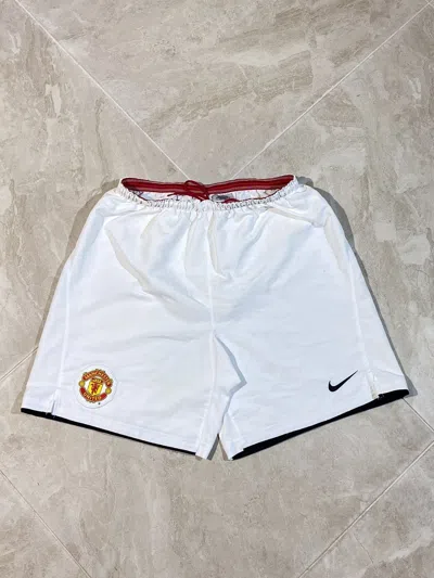 Pre-owned Manchester United X Nike Vintage Nike Manchester United Hype Y2k Blokecore Shorts In White