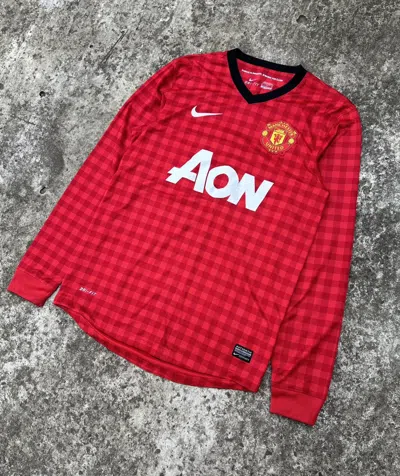 Pre-owned Manchester United X Nike Vintage Nike Manchester United Soccer Long Jersey Blokecore In Red