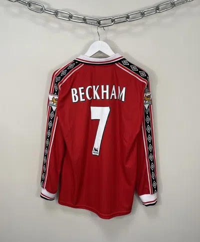 Pre-owned Manchester United X Soccer Jersey Umbro Manchester United 1998-99 Beckham 7 Long Sleeve Jersey In Red