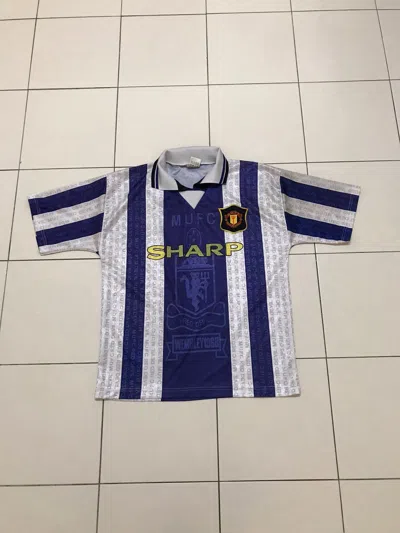 Pre-owned Manchester United X Soccer Jersey Vintage 90's Manchester United Red Devils Jersey In Blue