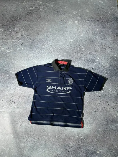 Pre-owned Manchester United X Soccer Jersey Vintage Manchester United Umbro Soccerjersey Blockcore Sharp In Blue