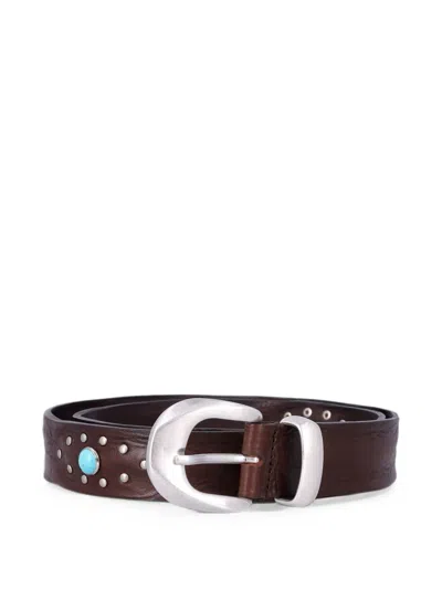 Mancini 1979 Stud-embellished Leather Belt In 브라운
