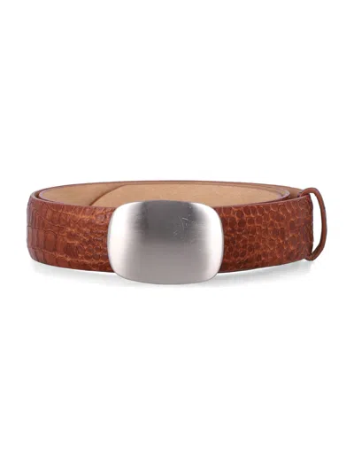 Mancini 1979 Embossed Leather Belt In Brown