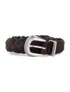 Mancini 1979 John Braided Suede Belt In Dark Brown