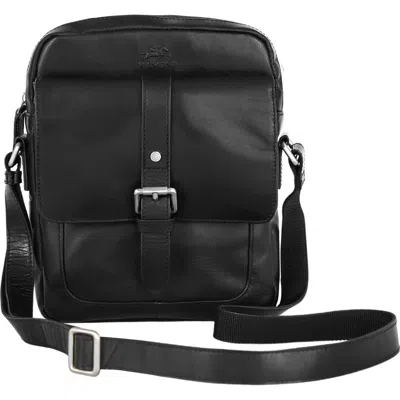 Mancini Buffalo Collection Leather Crossbody Bag In Black