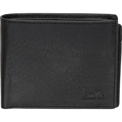 Mancini Buffalo Rfid Center Wing Wallet With Coin Pocket In Black
