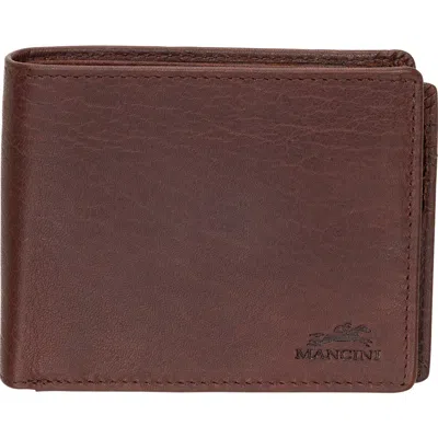 Mancini Buffalo Rfid Center Wing Wallet With Coin Pocket In Brown