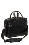 Mancini Double Compartment Leather Briefcase In Black