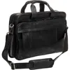 Mancini Double Compartment Leather Briefcase In Black