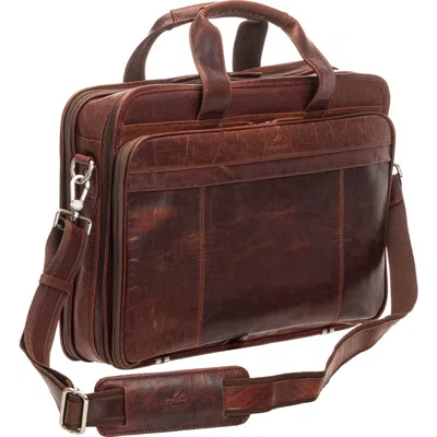 Mancini Double Compartment Leather Briefcase In Brown