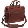 Mancini Double Compartment Leather Briefcase In Brown