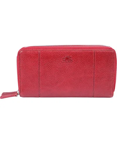 Mancini Fifth Avenue Rfid Secure Double Zipper Wallet In Red