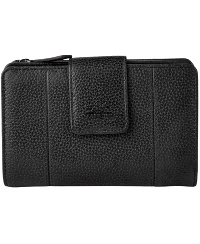 Mancini Fifth Avenue Rfid Secure Zipper Clutch In Black