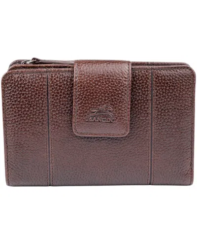 Mancini Fifth Avenue Rfid Secure Zipper Clutch In Brown