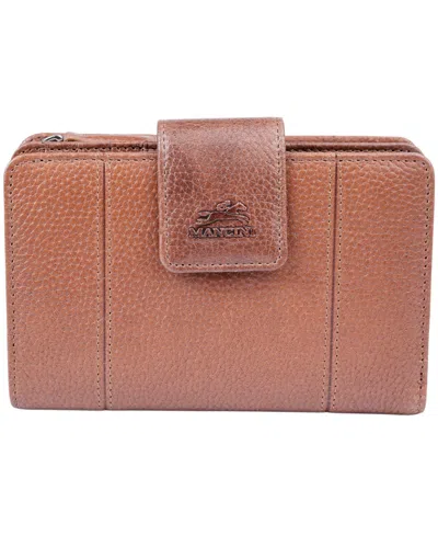 Mancini Fifth Avenue Rfid Secure Zipper Clutch In Brown
