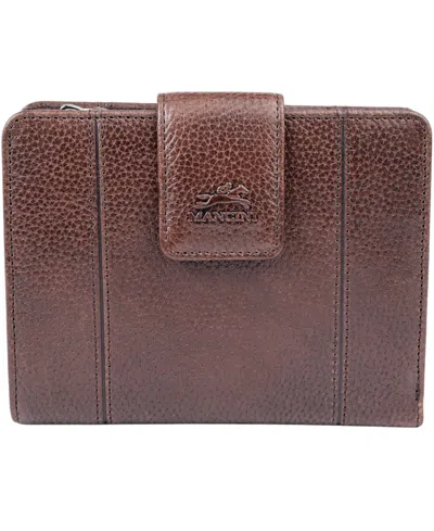Mancini Fifth Avenue Rfid Secure Zipper Clutch In Brown