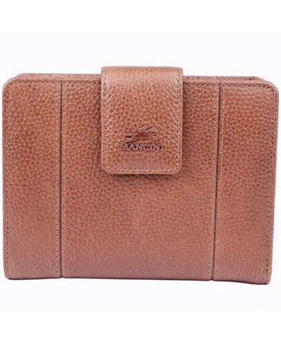 Mancini Fifth Avenue Rfid Secure Zipper Clutch In Brown