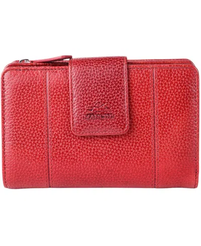 Mancini Fifth Avenue Rfid Secure Zipper Clutch In Red