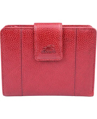 Mancini Fifth Avenue Rfid Secure Zipper Clutch In Red