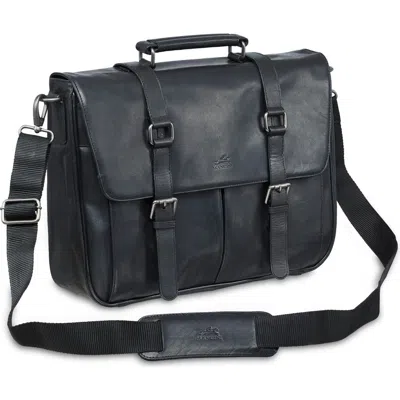 Mancini Flap Leather Briefcase In Black