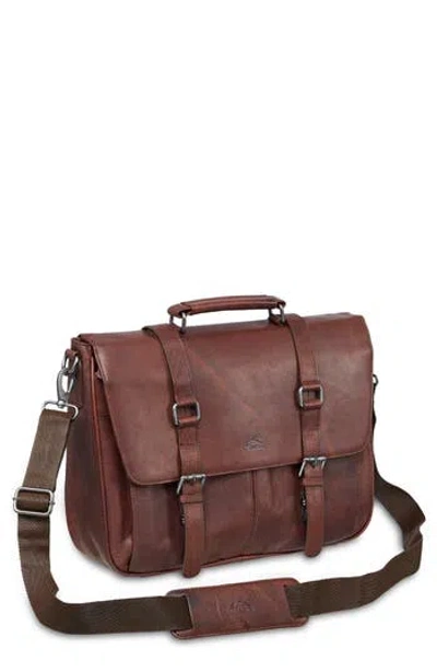 Mancini Flap Leather Briefcase In Brown