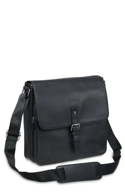 Mancini Leather Laptop Messenger Bag In Black