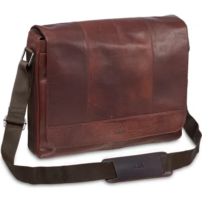 Mancini Leather Laptop Messenger Bag In Brown