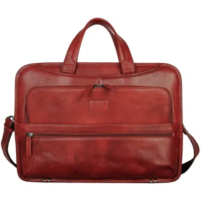 Mancini Leather Triple Compartment Briefcase In Cognac