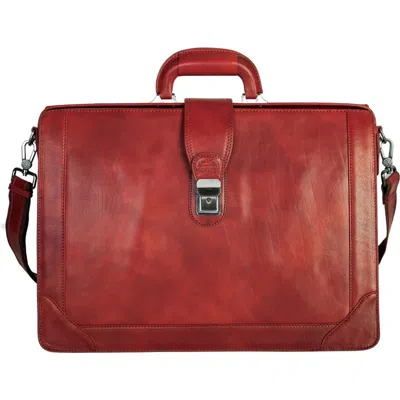 Mancini Luxurious Litigator Leather Briefcase In Cognac