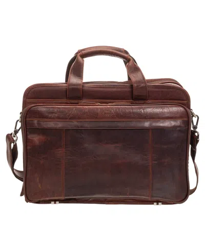 Mancini Men's Buffalo Double Compartment Top Zipper 15.6" Laptop And Tablet Briefcase In Brown
