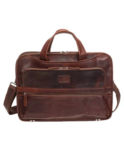 Mancini Men's Buffalo Triple Compartment Briefcase For 15.6" Laptop And Tablet In Brown