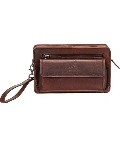 Mancini Men's Buffalo Zippered Organizer Pocket Bag In Brown