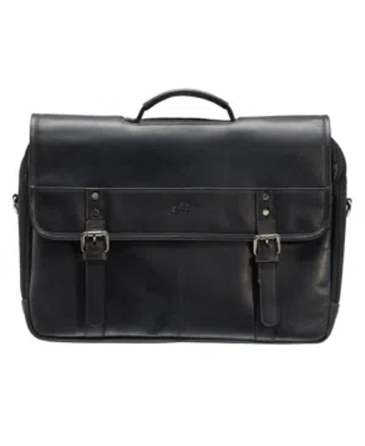 Mancini Men's Double Compartment Briefcase With Rfid Secure Pocket For 15.6" Laptop And Tablet In Black