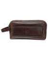 Mancini Men's Double Compartment Top Zipper Toiletry Kit In Brown