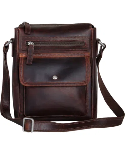 Mancini Men's Everyday Leather Crossbody Bag In Brown