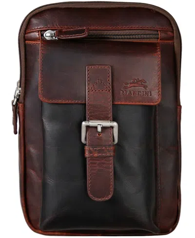 Mancini Men's Leather Crossbody Organizer Bag In Brown