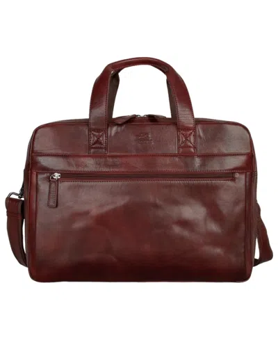Mancini Men's Leather Laptop Briefcase In Brown