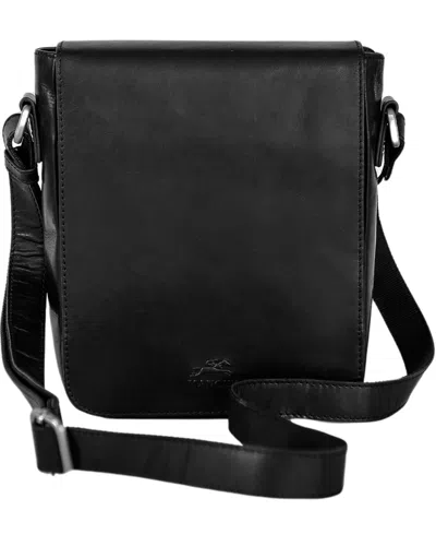 Mancini Men's On-the-go Leather Crossbody Bag In Black