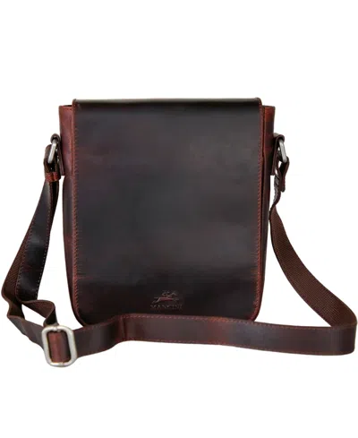 Mancini Men's On-the-go Leather Crossbody Bag In Brown
