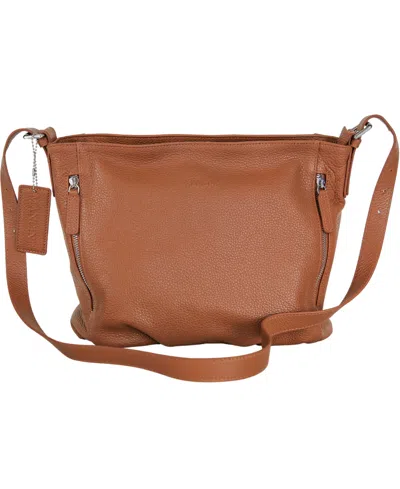 Mancini Mila Mini Zipper Hobo Bag In Brown